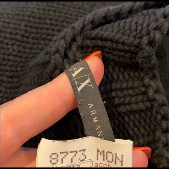 ARMANI EXCHANGE CROP KNIT SWEATER FAUX LEATHER M - Picture 6 of 6